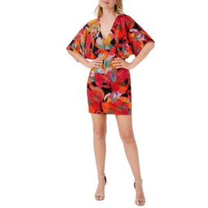Aidan Mattox Printed Batwing Sleeve Dress 14